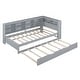 preview thumbnail 103 of 105, L-shape Daybed Wooden Sofa Bed Corner Bed with Bookcase Guardrail Built-in USB Charging Ports, Space-saving Bed