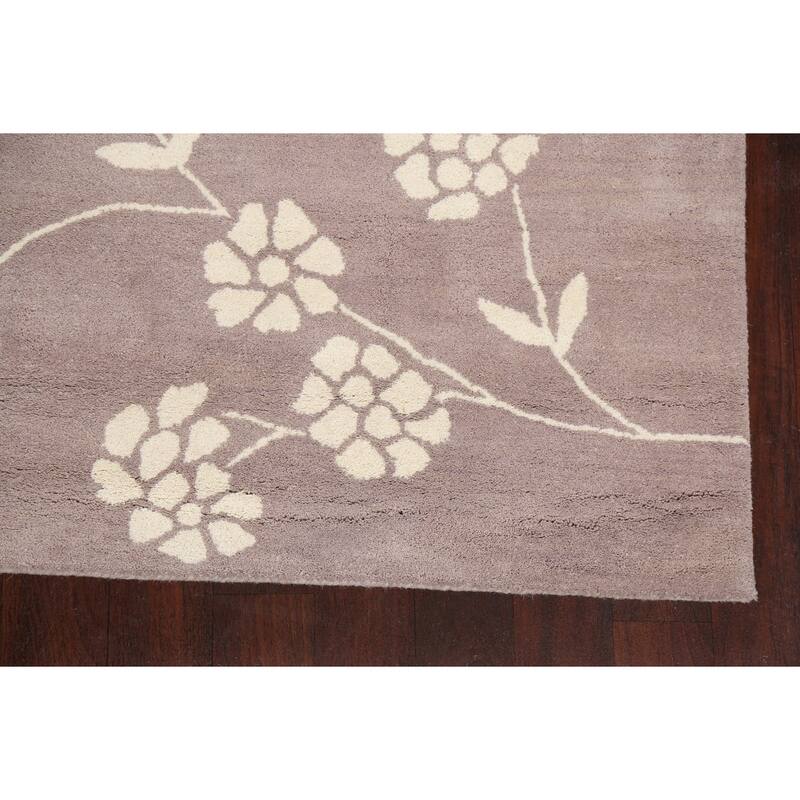 Floral Contemporary Oriental Wool Area Rug Hand-tufted Foyer Carpet - 5'0" x 8'0"