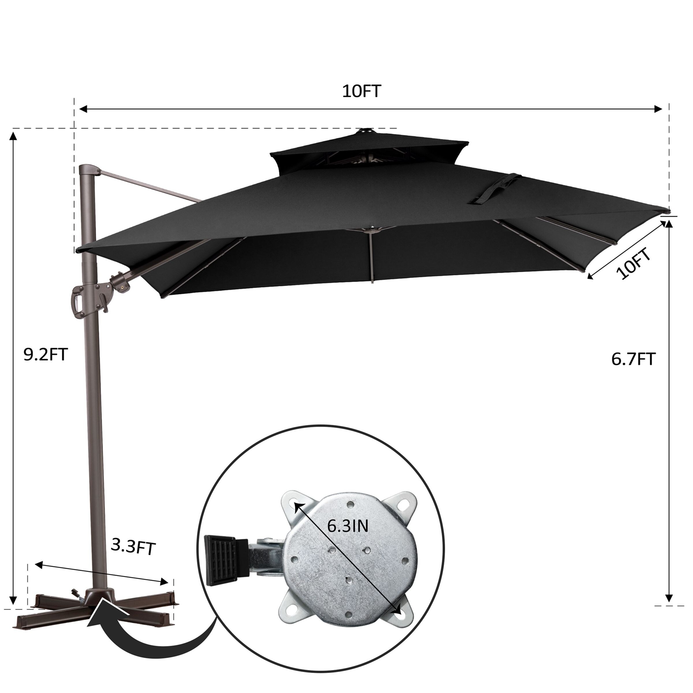 3 ft patio umbrella 9ft Patio Umbrella 3-tier Outdoor Umbrella (No Base)