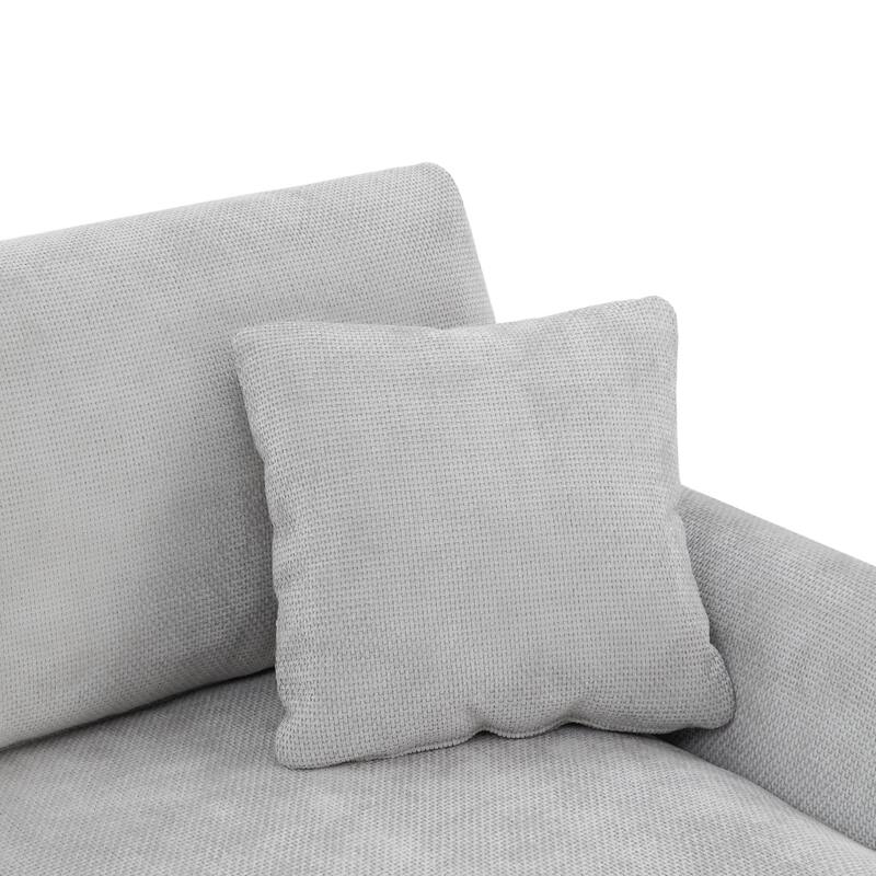 Grey 119" Oversized L-Shaped 5-Seater Sectional with Chaise and 2 Pillows for Living Room, Apartment, or Office