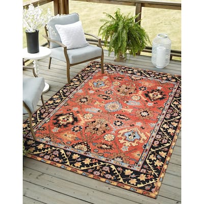 Rust and Navy Hand Knotted Wool Traditional Knot Rug by EORC | Elegant - 8'6 x 11'6