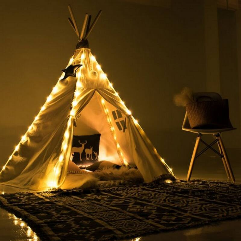 Natural Cotton Canvas Teepee Tent for Kids Indoor & Outdoor Use