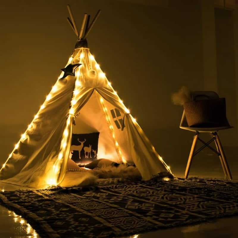 Natural Cotton Canvas Teepee Tent for Kids Indoor & Outdoor Use