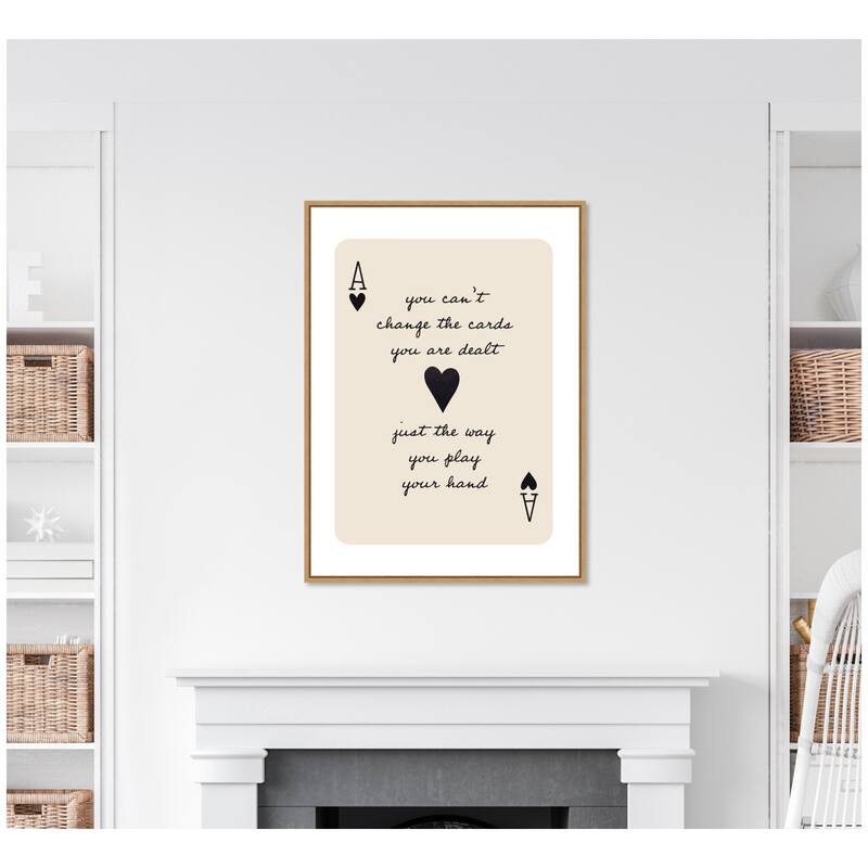 Kate and Laurel Ace of Heart Cards Positive Quote expansion by The Creative Bunch Studio Framed Canvas Wall Art Print