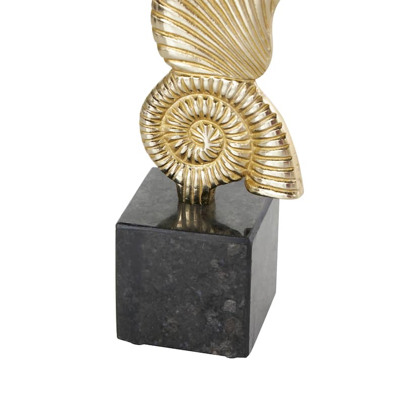 Gold or Silver Aluminum Metal Shell Candle Holder with Black Marble Bases (Set of 2)