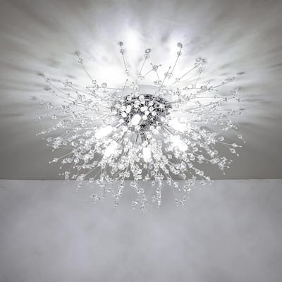 Crystal Flush Mount Ceiling Light,Modern Sputnik Firework Close to Ceiling Lamp,LED Ceiling Light Fixtures for Bedroom