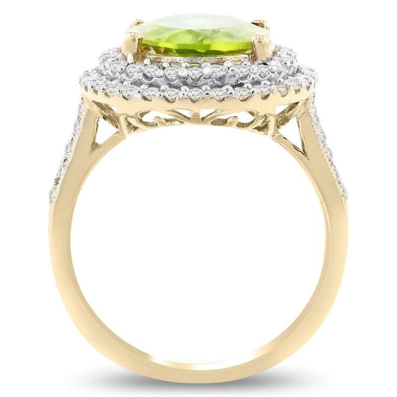 Auriya 14k Yellow Gold 3 1/2ct Peridot and 5/8ct TDW Diamond Ring