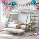 preview thumbnail 1 of 18, Stylish & Simple Twin over Full Size Metal Bunk Bed with Trundle and Storage Staircase, Strong & Sturdy Construction, Silver Silver