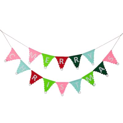 45" Multi "Merry Christmas" Banner Garland - Unlit