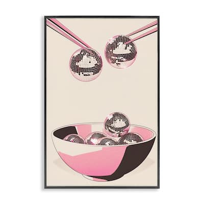 Stupell Disco Bowl Meal with Chopsticks Framed Giclee Art Design By Arlington Prints