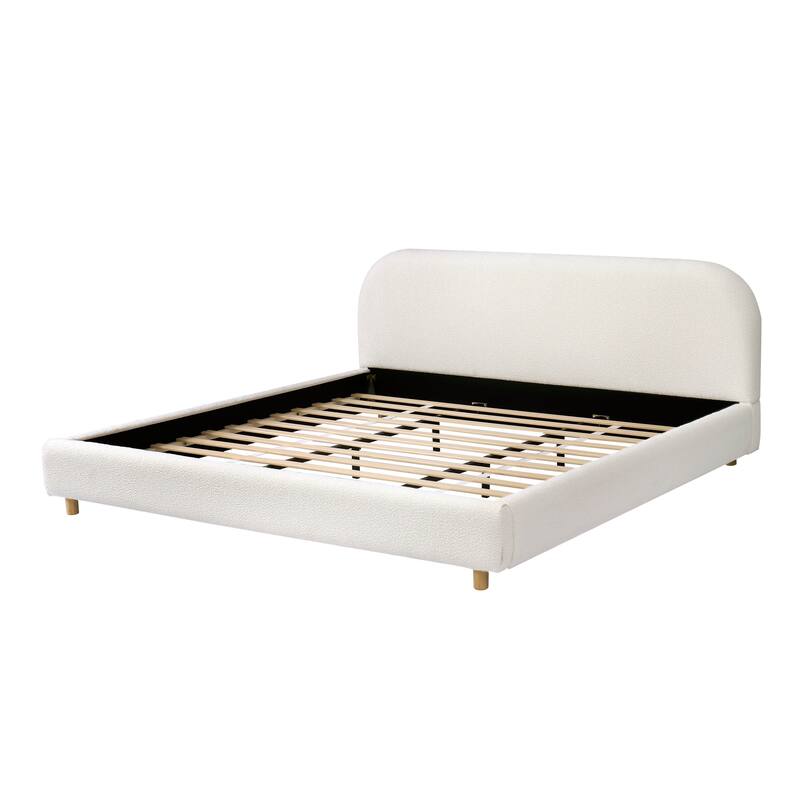 Christopher Knight Home - Eleanor Fabric Upholstered Platform Bed with Curve-Shaped Design