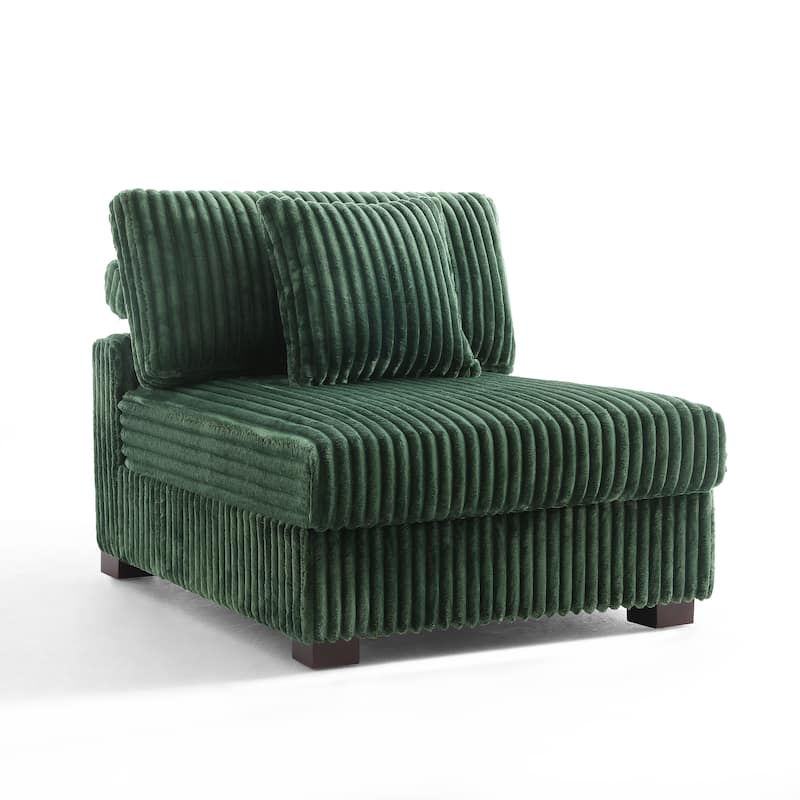 35.7" W Plush Corduroy Upholstered Armless Modular Sofa Chair