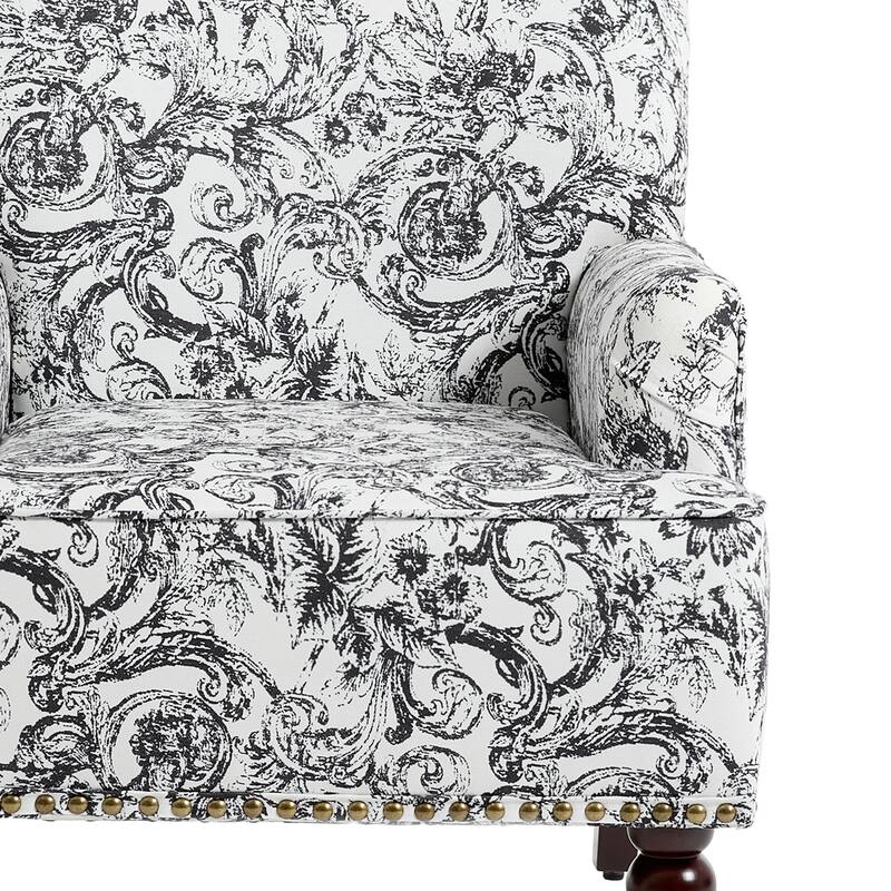 2 Set Upholstered Accent Chairs Nailhead Trim Armchairs