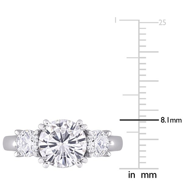 Miadora 10k White Gold 2 4/5ct TGW Created White Moissanite 3-Stone Engagement Ring