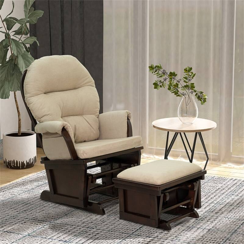 Fabric Rocking Glider Chair with Ottoman and Storage - 27" W x 31.5" D x 40.5" H