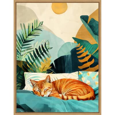 Cats Life Nap by Justyna Jaszke Framed Canvas Wall Art