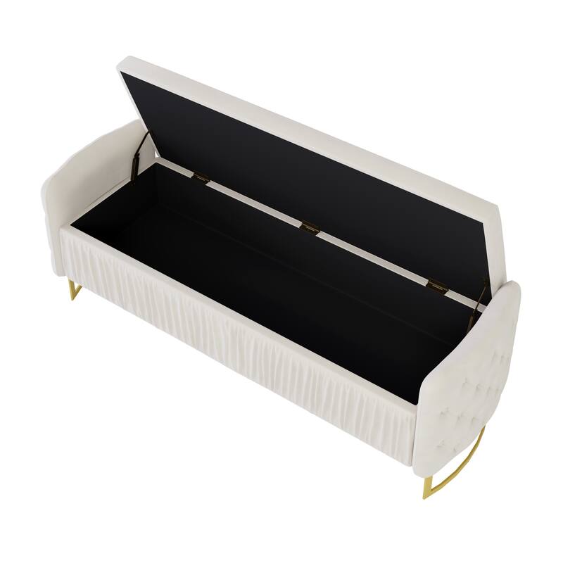 2-Piece Bedroom Set with Velvet Upholstered Bed and Storage Ottoman Bench by Harper&Bright Designs
