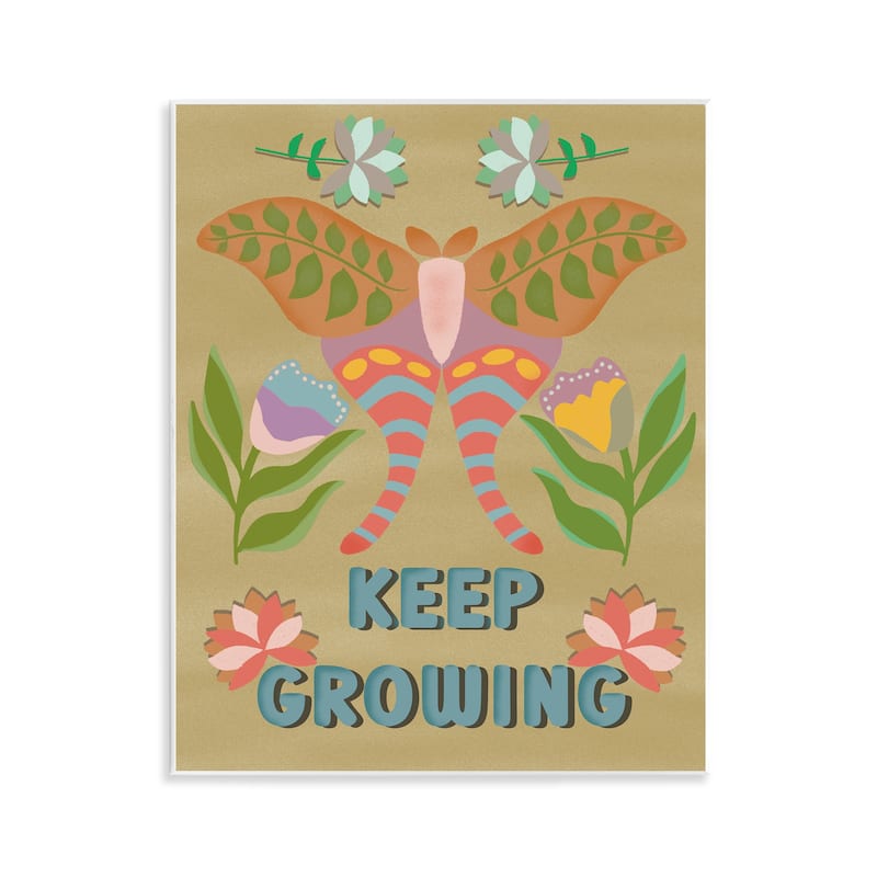 Stupell Keep Growing Butterfly Wall Plaque Art Design By Julia Fox - 11 x 14