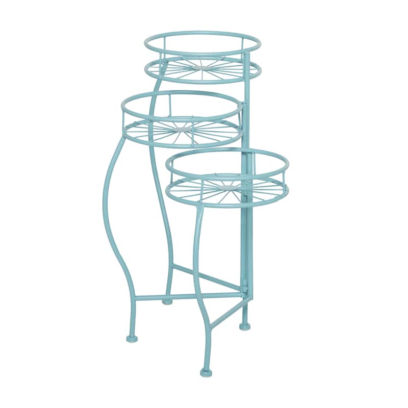 Metal Starburst Indoor Outdoor 3 Tier Indoor Outdoor Plantstand - Black, White, Green, Blue - Roche River Decor