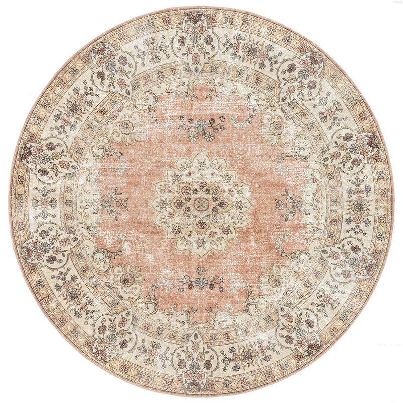 Nuloom Ren SpinClean Vintage Floral Machine Washable Area Rug