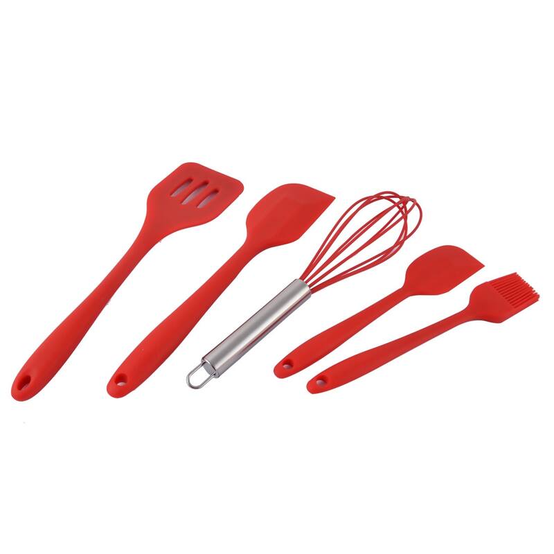 Silicone Heat Resistant Spatula Brush Egg Whisk Baking Tool Set 5 in 1 - 5 Pcs
