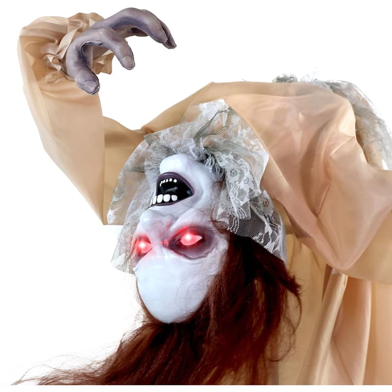 Haunted Hill Farm Haunted Hill Farm 3.4 ft. Touch-Activated Animated Possessed Backbend Lady Halloween Animatronic - Multi