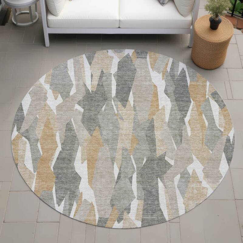 Machine Washable Indoor/ Outdoor Contemporary Dylan Chantille Rug - Pewter - 8' x 8'