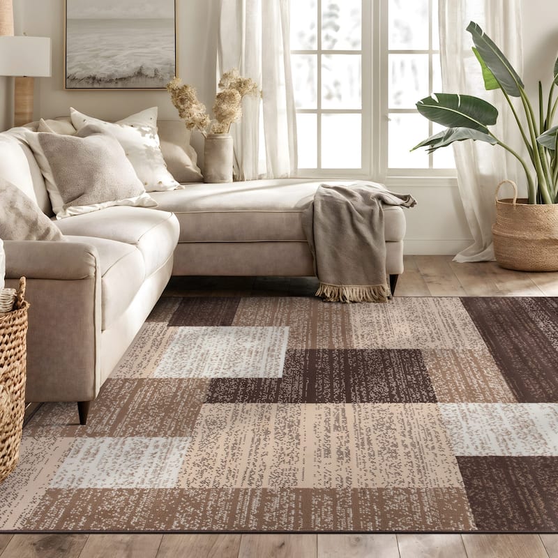 World Rug Gallery Contemporary Distressed Boxes Area Rug