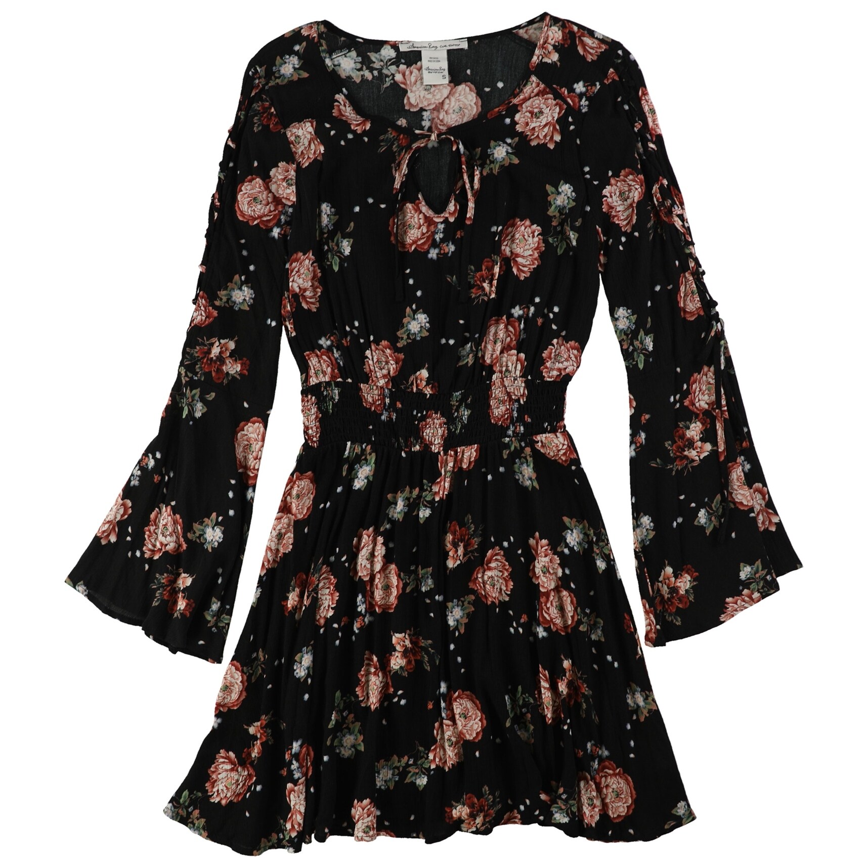 Shop American Rag Womens Lace Up Bell Sleeve A Line Dress Black