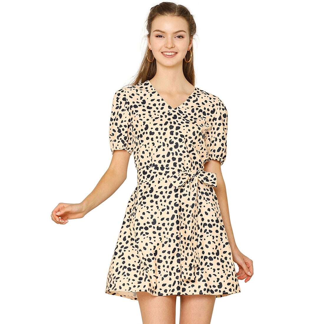 leopard v neck dress