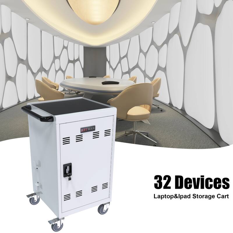 30+2Bay Mobile School Charging Cart Station for Chromebook, Tablet and Laptop Computer with Power Strip Included