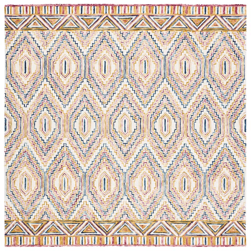 SAFAVIEH Handmade Aspen Malaurie Boho Tribal Wool Rug - 7' Square - Ivory/Rust