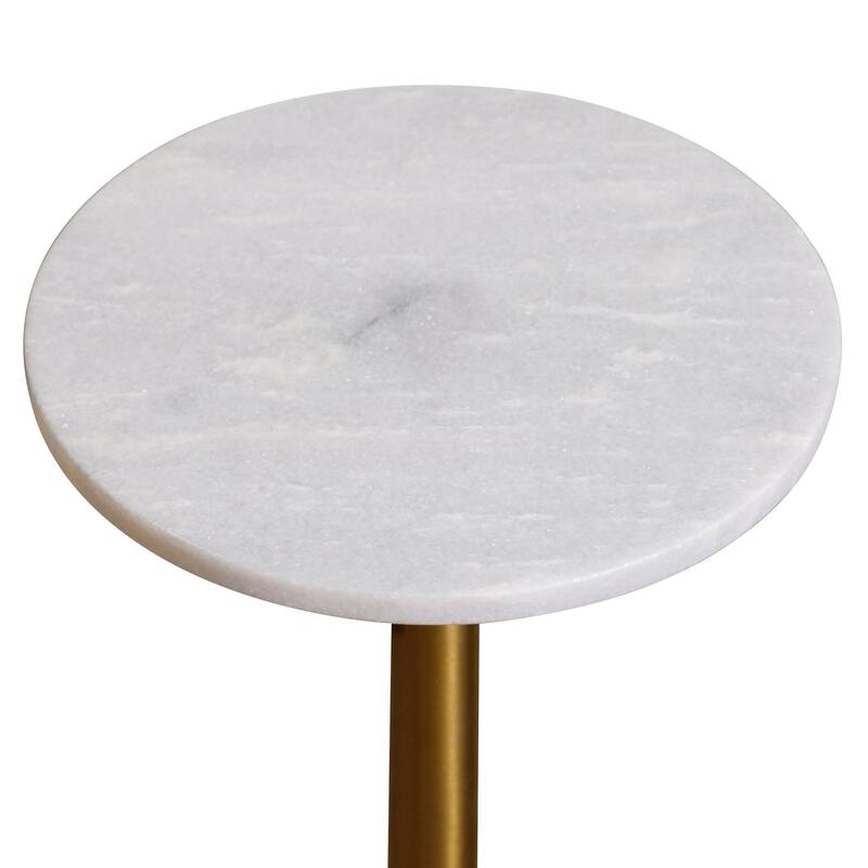 Dann Foley Lifestyle - Drink Table with Black Base Brushed Bronze Metal and White Marble Top