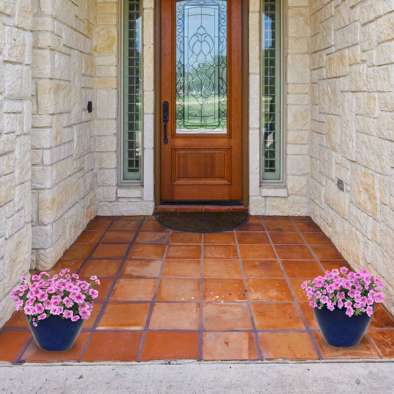 Sunnydaze Set of 2 Chalet High-Fired Glazed Ceramic Planters