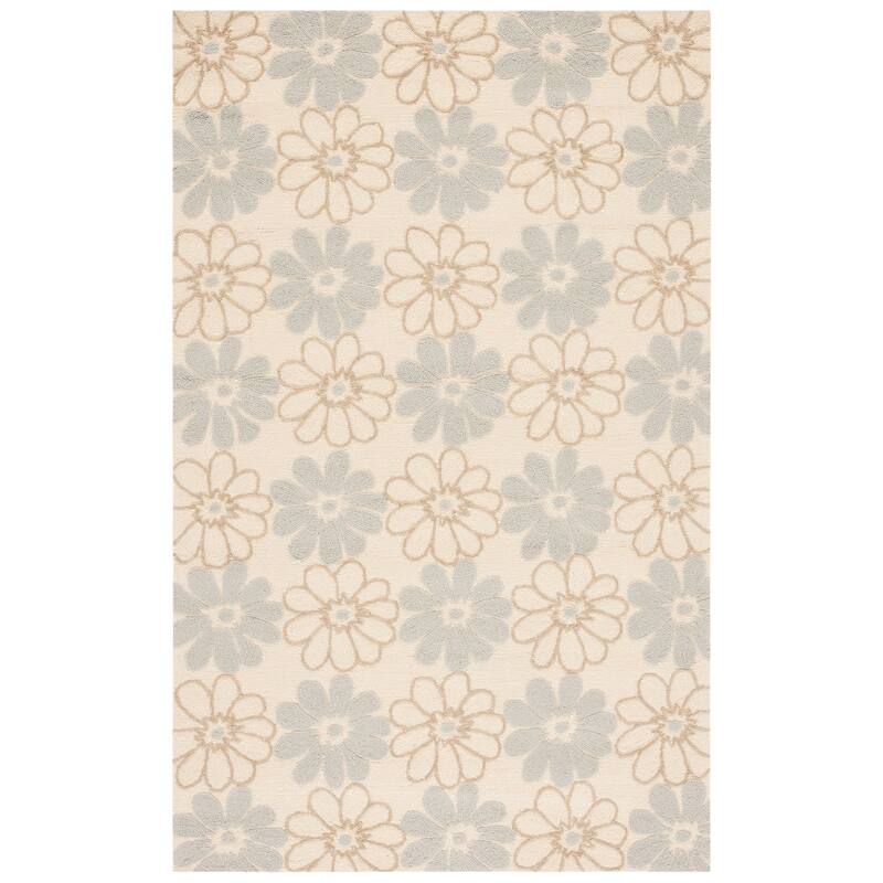 SAFAVIEH Handmade Four Seasons Olwen Floral Rug - 5' x 8' - Ivory/Light Blue