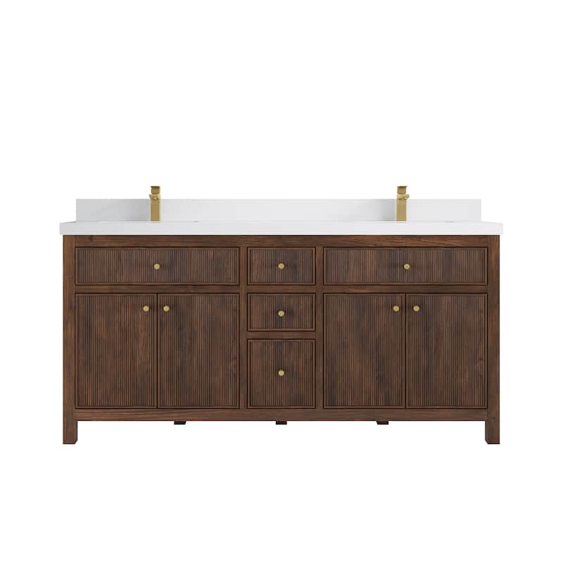 Willow Collections 72 in. W x 22 in. D Sonoma Teak Double Sink Bathroom Vanity with Countertop