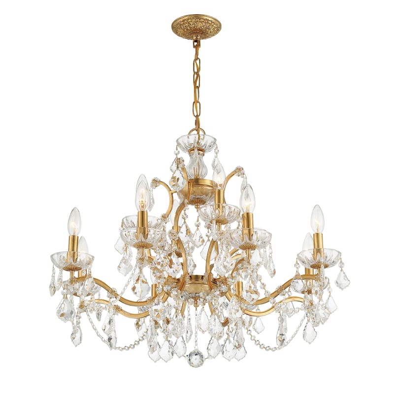 Filmore 12 Light Antique Gold Chandelier - 29"W x 24"H