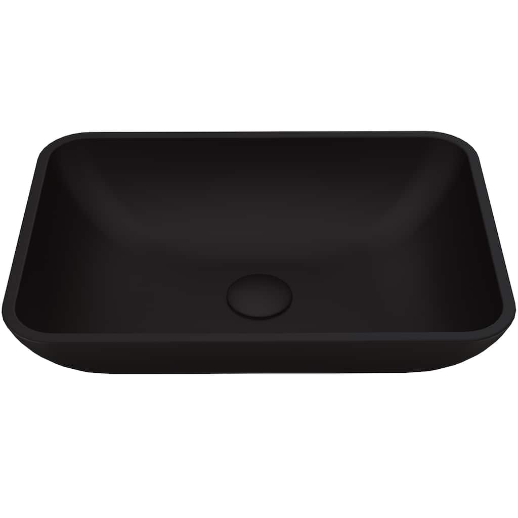 VIGO Sottile 18"L x 13"W x 4"H Glass Rectangular Vessel Bathroom Sink in Black