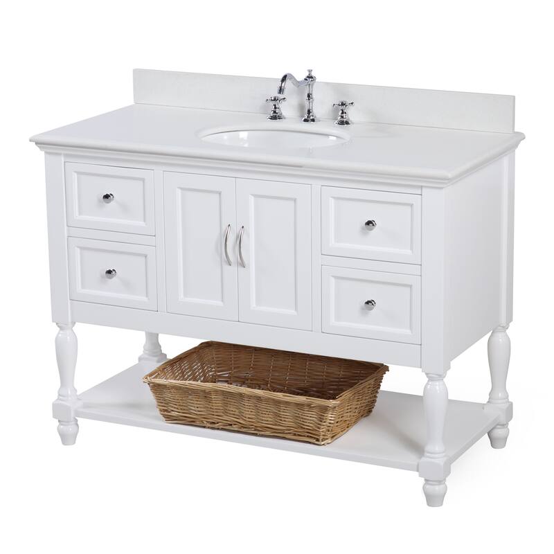KitchenBathCollection Beverly 48" Bathroom Vanity with Quartz Top