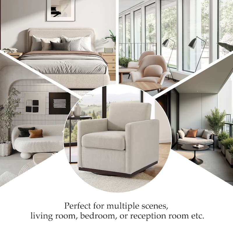 Chenille Leather Modern Swivel Accent Chair