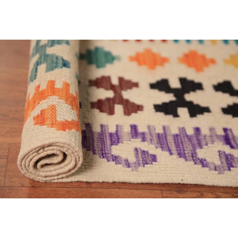 Kilim Reversible Rug Flatweave Oriental Wool Carpet - 8'5"x 11'4"