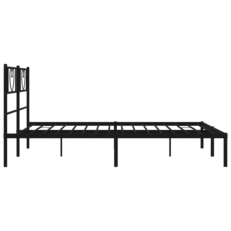 vidaXL Full Metal Bed Frame with Headboard, Black, No Mattress - 77.2" x 55.9" x 35.4"