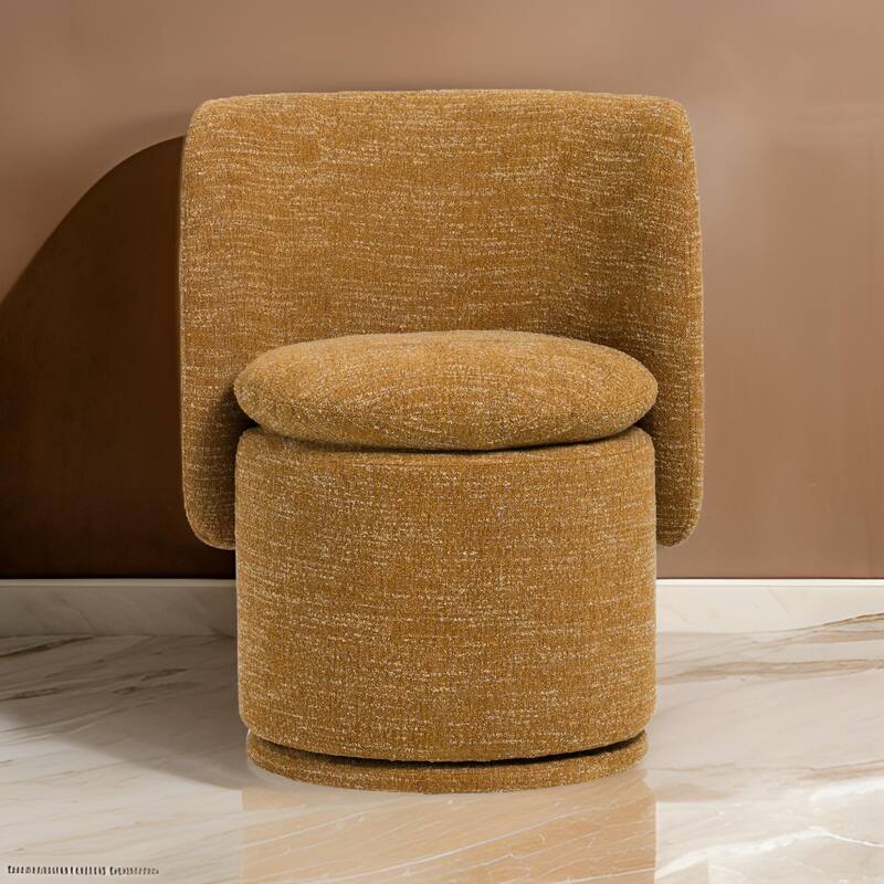 Reno Nori 26 Inch Swivel Dining Chair, Yellow Polyester, Solid Poplar Wood
