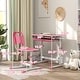 preview thumbnail 4 of 25, Qaba Kids Desk and Chairs Set, Height Adjustable Children School Study Desk with Tilt Desktop, Storage Drawer