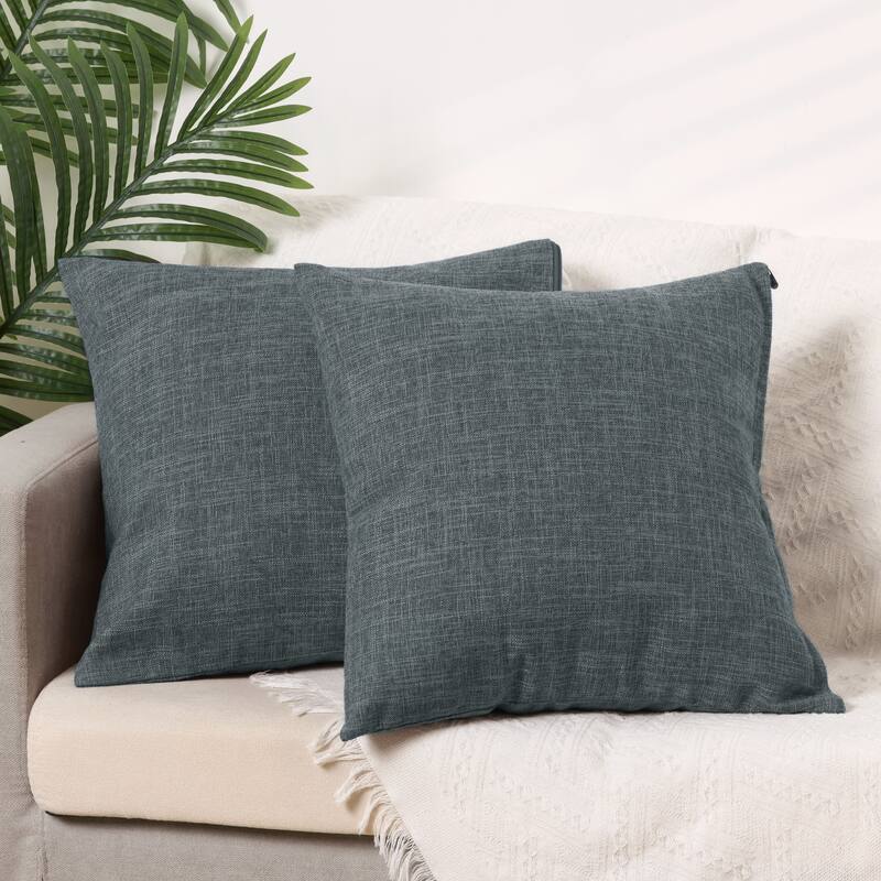 2 Packs Linen Decorative Throw Pillow Cover Solid Contemporary Pillow Cover - Black - 18 x 18 Inch