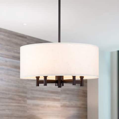 5-Light Oil-rubbed Bronze Chandelier with Linen Shade - Oil-rubbed Bronze
