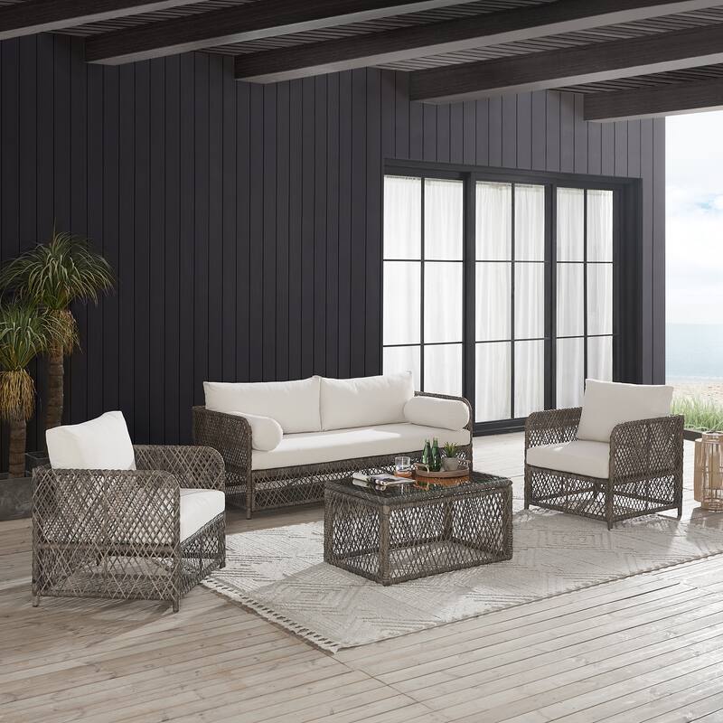 Crosley Granite Bay 4Pc Wicker Outdoor Sofa Patio Furniture Set