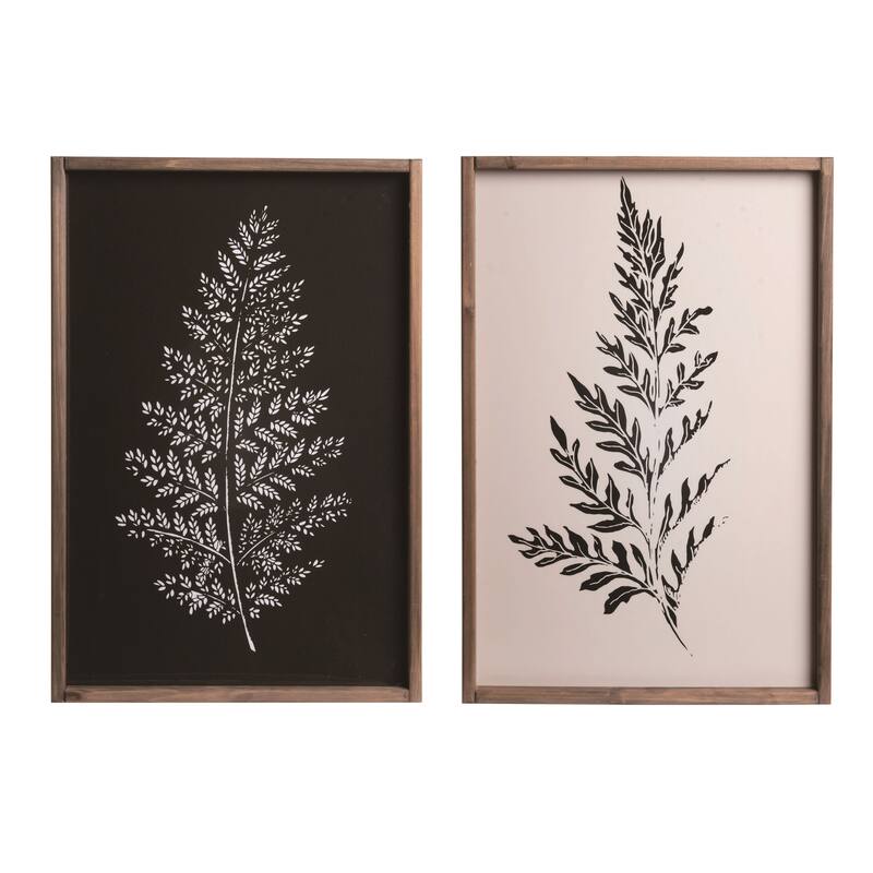 Transpac Wood 24.25" Multicolor Spring Calming Fern Wall Decor Set of 2 - N/A