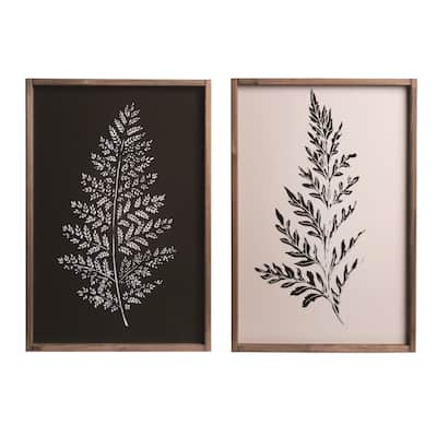 Transpac Wood 24.25" Multicolor Spring Calming Fern Wall Decor Set of 2 - N/A
