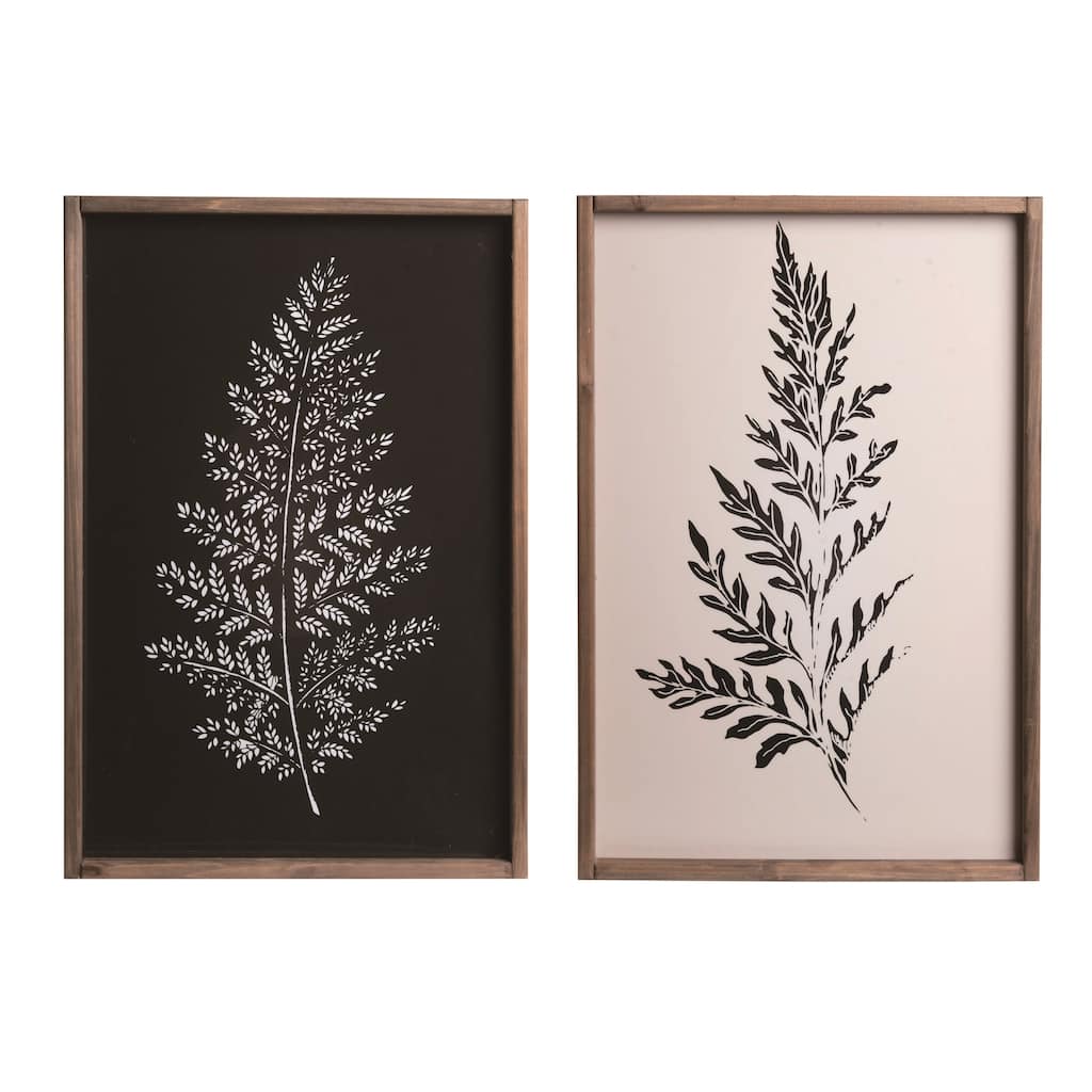 Transpac Wood 24.25" Multicolor Spring Calming Fern Wall Decor Set of 2 - N/A